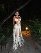 Vestido macramê megan off white