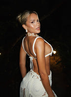 Vestido macramê megan off white