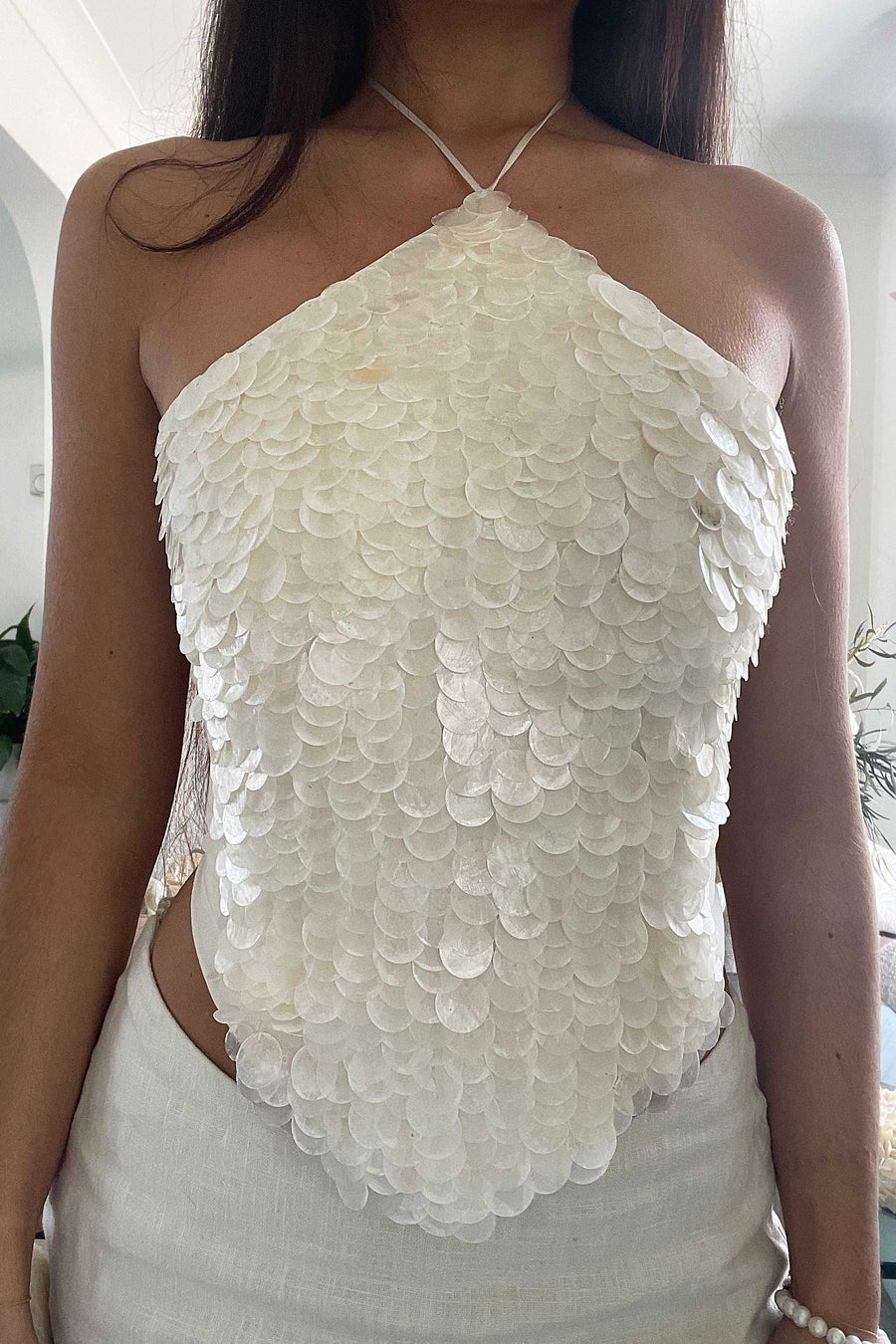 Top de alcinha ~ Madrepérola com miçangas